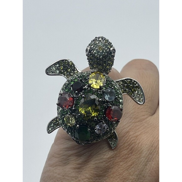 Noir Tilley The Turtle Crystal CZ Ring Sz 6 - Picture 7 of 11